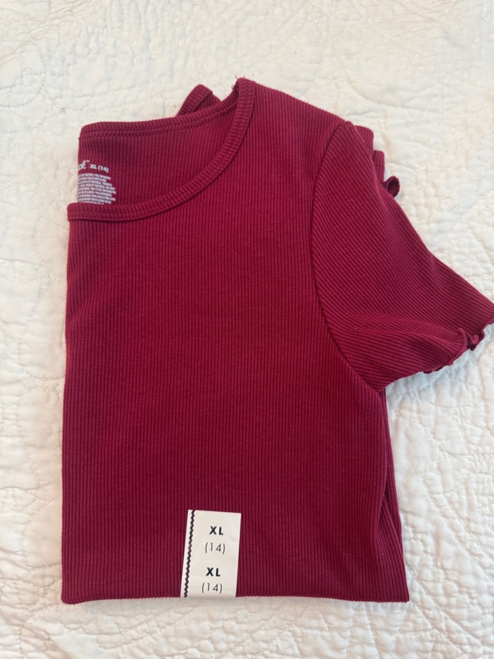 Cat & Jack Short Sleeve Ribbed Tee in Deep Berry